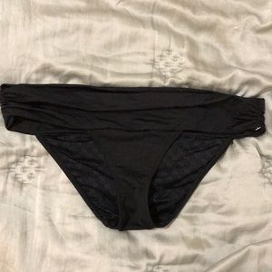 Ruched-waist Black Bikini Bottom